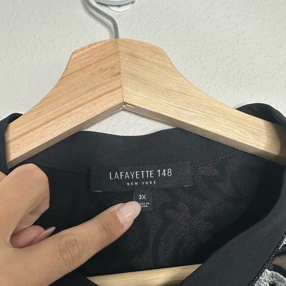 LAFAYETTE 148 NEW YORK Brayden Long-Sleeve Button-Front Floral-Burnout Blouse 3X - Picture 4 of 7